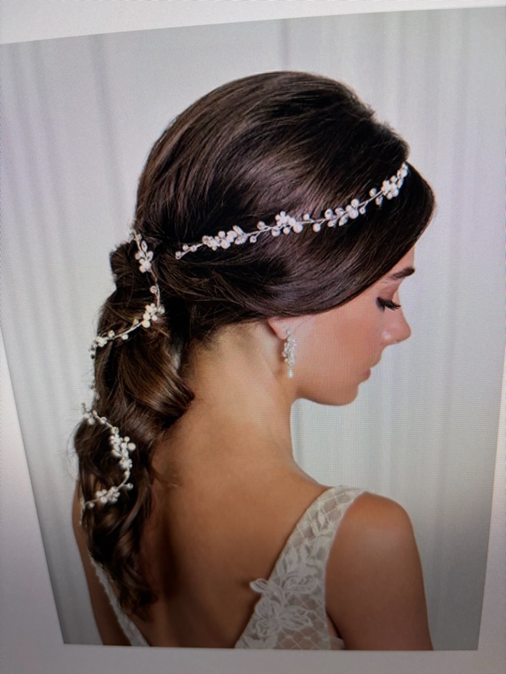 Delicate Pearl & Crystal Hair Vine Headband - White